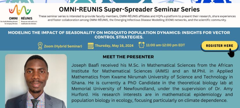 Seminar 23:Modelling the impact of seasonality on mosquito to population dynamics: insight for vector control strategies